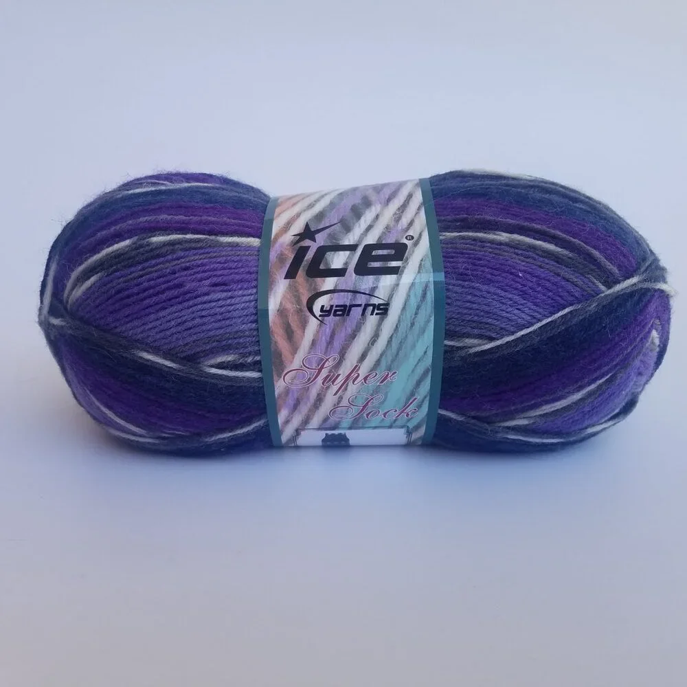 4-pack Ice Yarns Super Sock in Purple Shades Grey 4 skeins of yarn